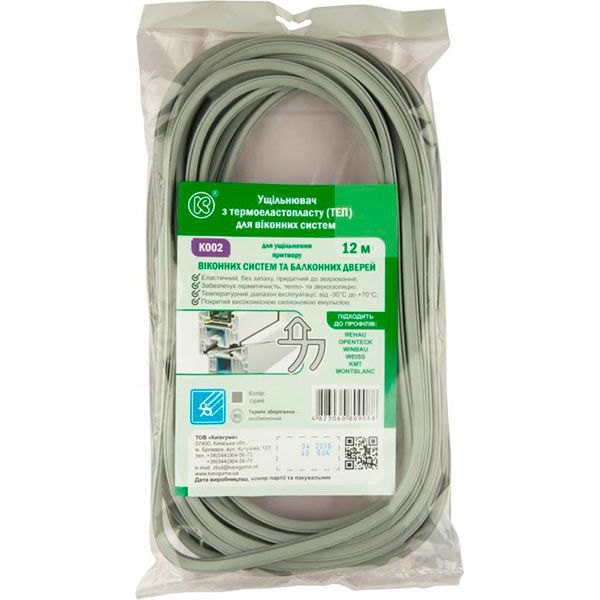 Уплотнитель фигурный резиновый Киевгума К002 (ТЭП) 12 м серый 