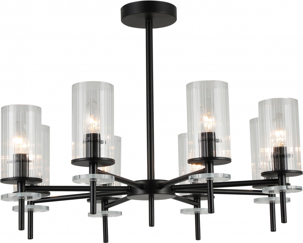 Люстра потолочная Sensio Canis 8x40 Вт E14 черный/прозрачный ALG-74590/8