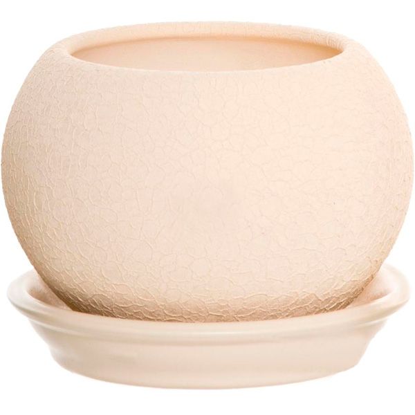 Горшок керамический Ориана-Запорожкерамика Шар шелк круглый 0,4л бежевый 