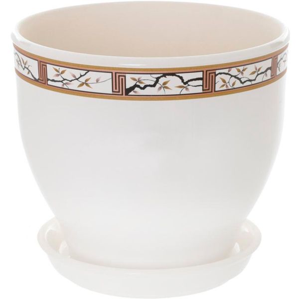 Горшок цветочный Ориана-Запорожкерамика Виктор 4 л белая сакура 