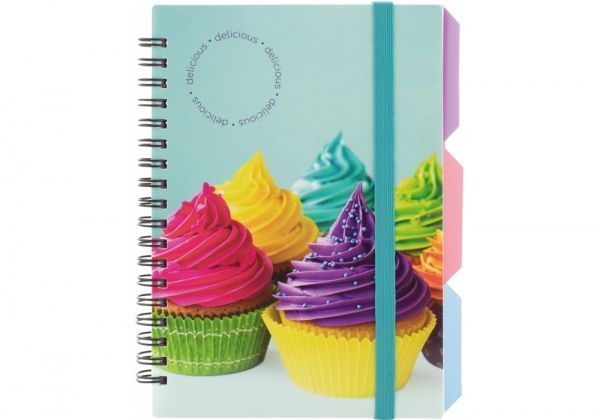 Блокнот Cupcake B6 спіраль з роздільниками 100 арк. клітинка O20358-06 Optima