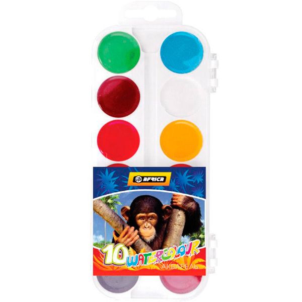 Акварель медовая AFRICA 10 кольорів Economix