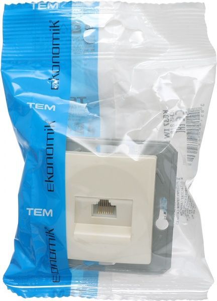 Розетка комп’ютерна TEM Ekonomik RJ45 слонова кістка KE37IWX0-U