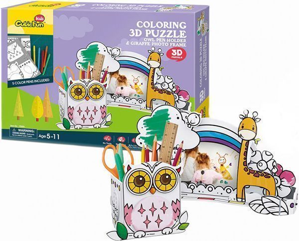 3D-конструктор CubicFun Підставка для олівців Сова та фоторамка Жираф