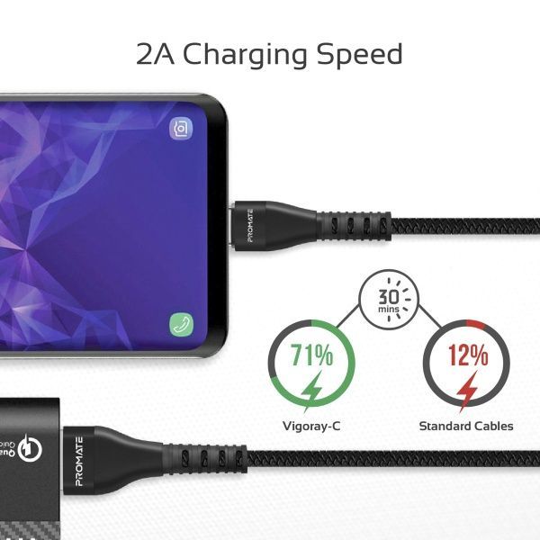 Кабель Promate USB Type-C – USB 1,2 м чорний (vigoray-c.black) 