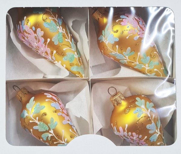 Набор елочных игрушек Якорь №1 Полевые цветы золотой 12 см 4 шт./уп. 