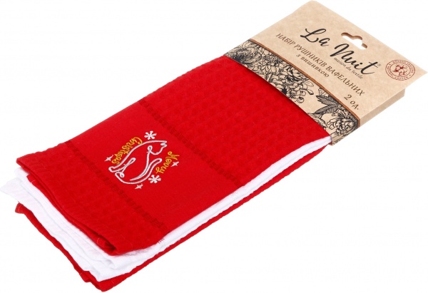 Набор полотенец вафельных с вышивкой Котик/Кролик 2 шт. 40x60 см разноцветный La Nuit 