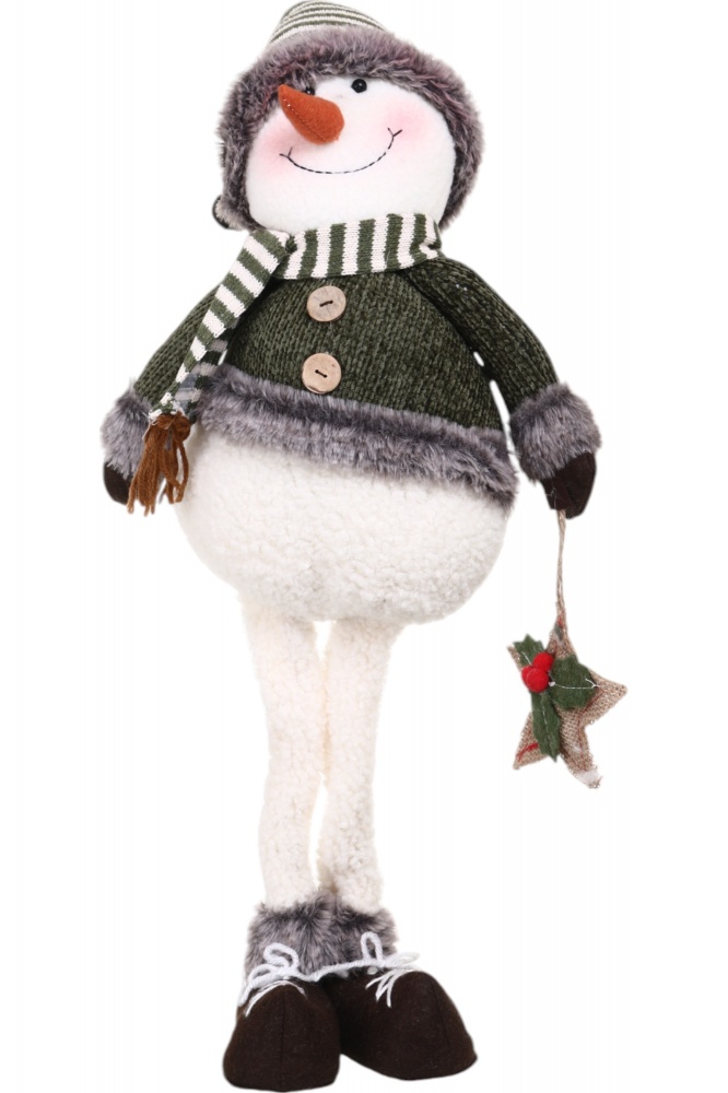 Декорація новорічна сніговик-хлопчик зелено-бежевий 22х69 см LF2221045