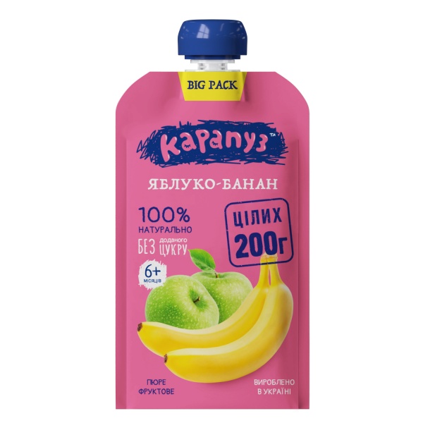 Пюре фруктовое Карапуз Яблоко-банан 200 г 