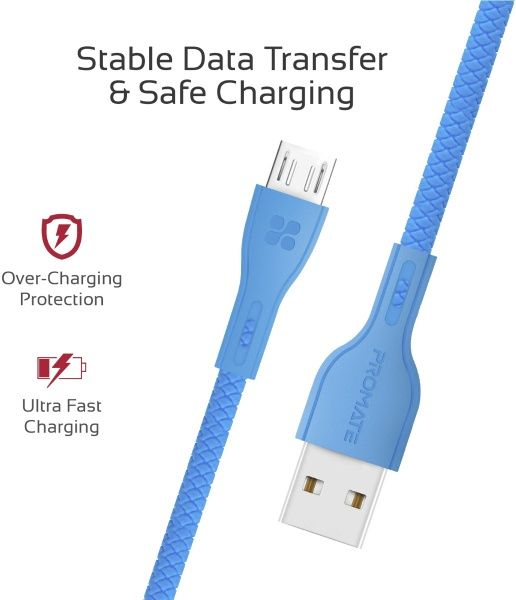 Кабель Promate USB – microUSB 1,2 м синій (powerbeam-m.blue) 