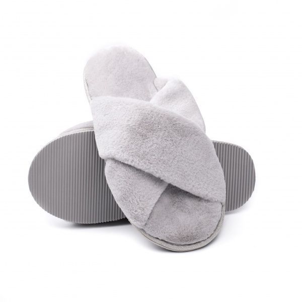 Тапки домашние Twins HS-LUX меховые перекрест р. 36/37 серый 