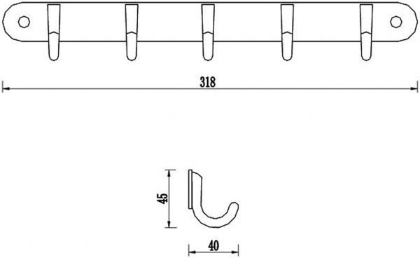 Планка з гачками Aqua Rodos Gloria 8055-5