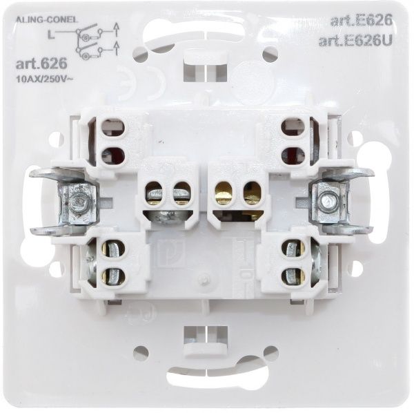 Выключатель двухклавишный Aling-Conel Eon с подсветкой 10 А 250В белый E626.0