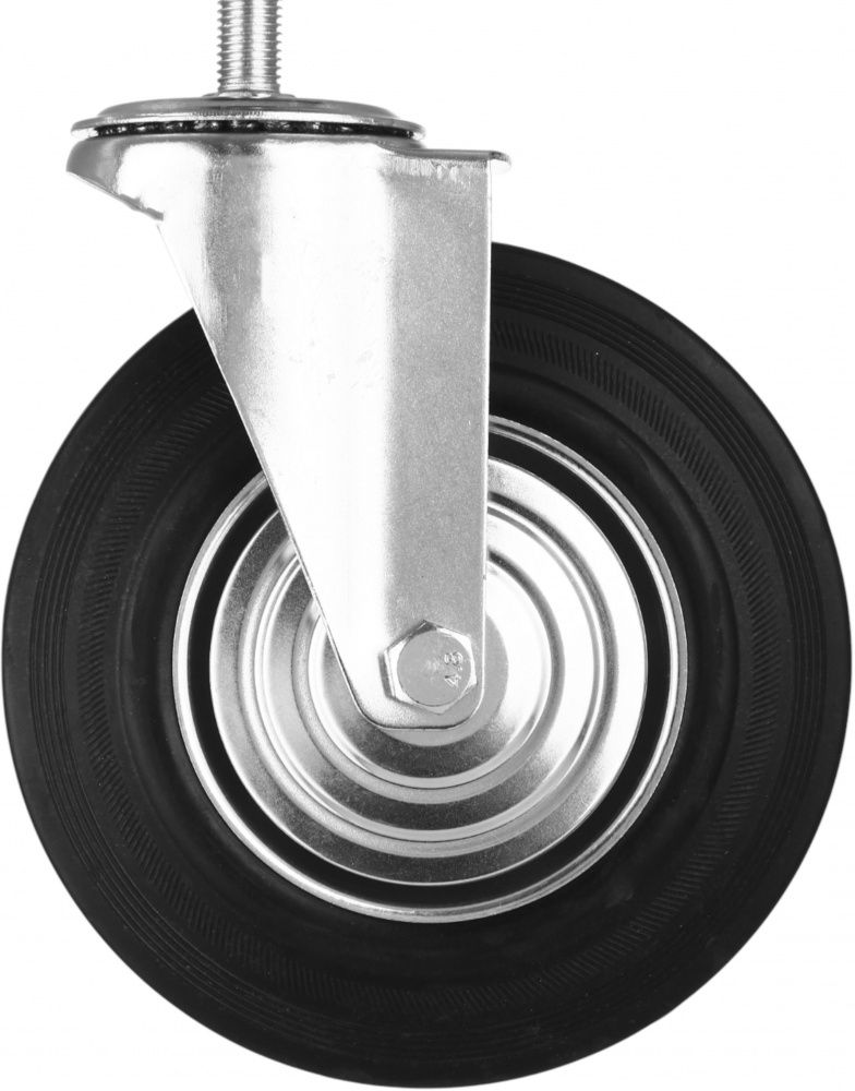 Колесо d200 мм резиновое поворотное с резьбовым штырем M16
