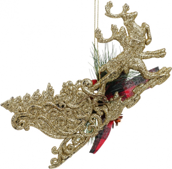 Декоративная подвеска Санки с декором 15x7x3 см золотой LD21050