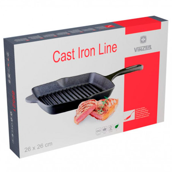 Сковорода-гриль Vinzer Cast Iron Line 26x26 см