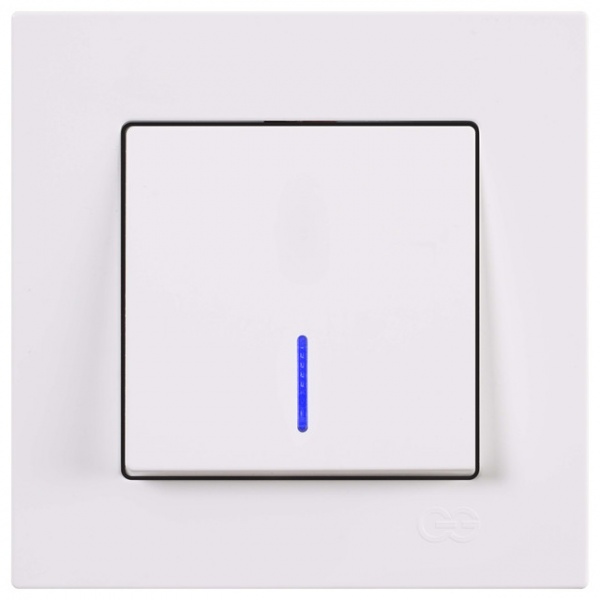 Выключатель одноклавишный Gunsan Eqona с подсветкой белый