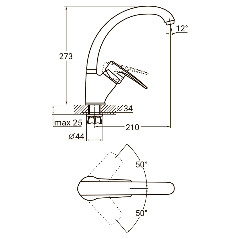 Смеситель для кухни Aquatica ML-4B441C 40 мм (9746100)