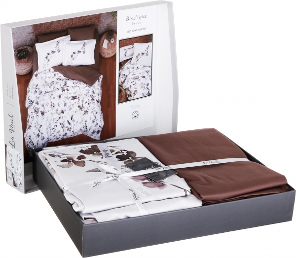 Комплект постільної білизни Boutique Brown 2 білий із коричневим La Nuit 