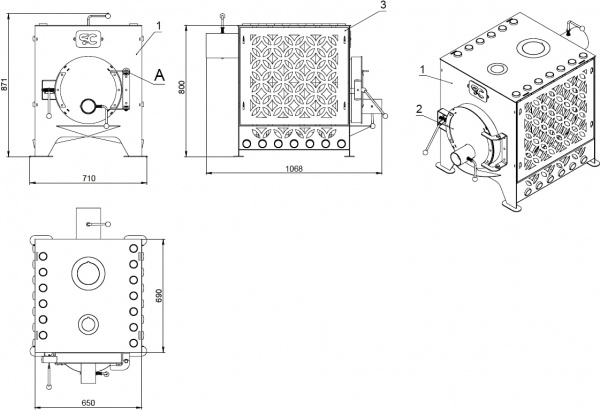 Печь отопительно-варочная Стальной характер Гетьман