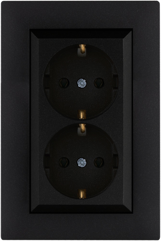 Розетка двойная с заземлением Makel Rizz IP20 черный матовый 88054082