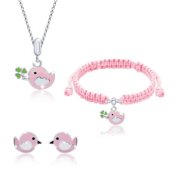 Браслет плетеный UMa&UMi Птичка розовая