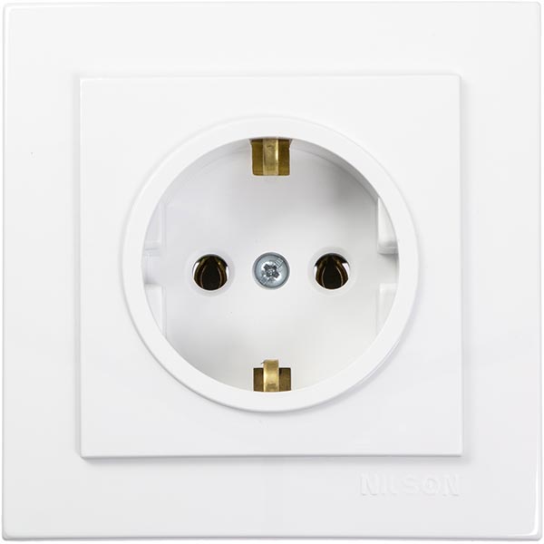 Розетка Nilson Thema з заземленням біла