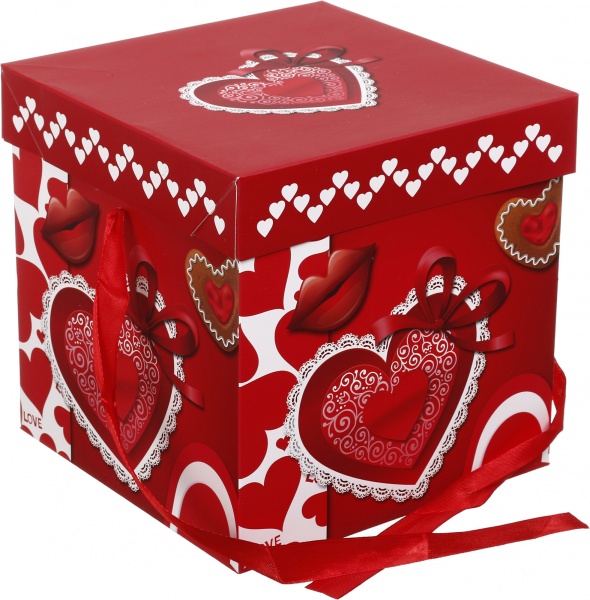 Коробка складная Цветы/сердца 20x20x20 см (EBXM9850)