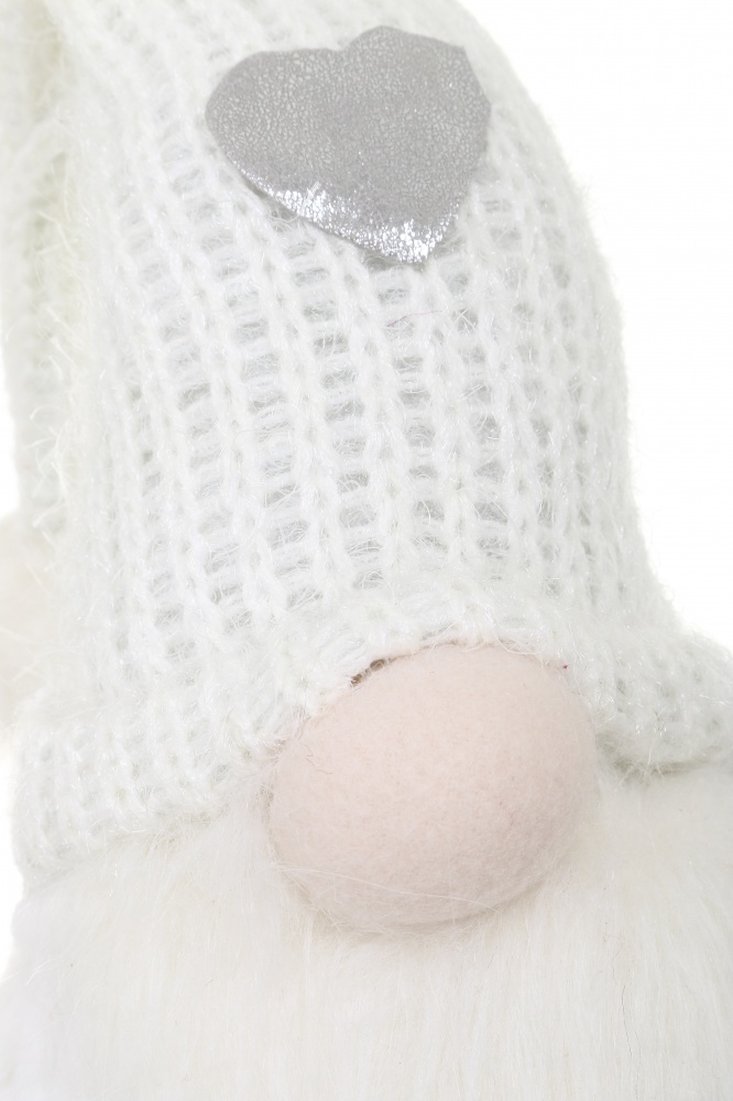 Декорация новогодняя гномик пушистик белый 14х21 см LF2236023