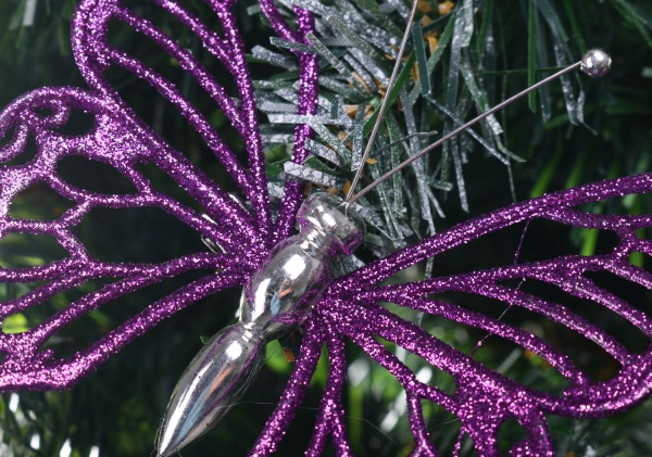 Украшение новогоднее Бабочка мини 11х9,5 фиолетовый