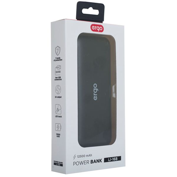 Power Bank Ergo LI-16 12500 mAh Li-ion Black