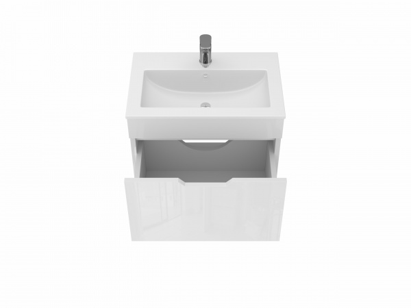 Тумба подвесная ЮВЕНТА Stefania - 60 белая с умывальником 