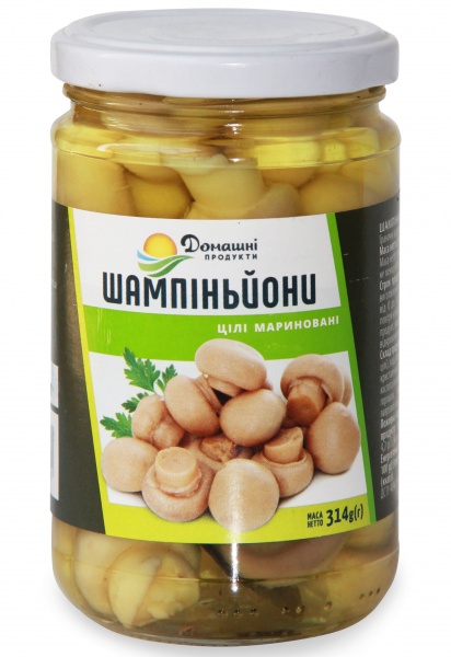 Грибы маринованные ТМ Домашні продукти Шампиньоны целые 314 мл