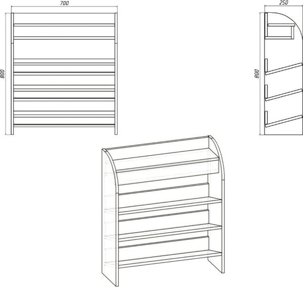 Тумба для обуви Компанит ТО-9 250x700x800 мм нимфея альба 