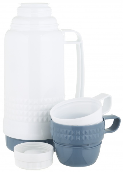 Термос Eclipse зі скляною колбою білий 1000 мл Flamberg Smart Kitchen