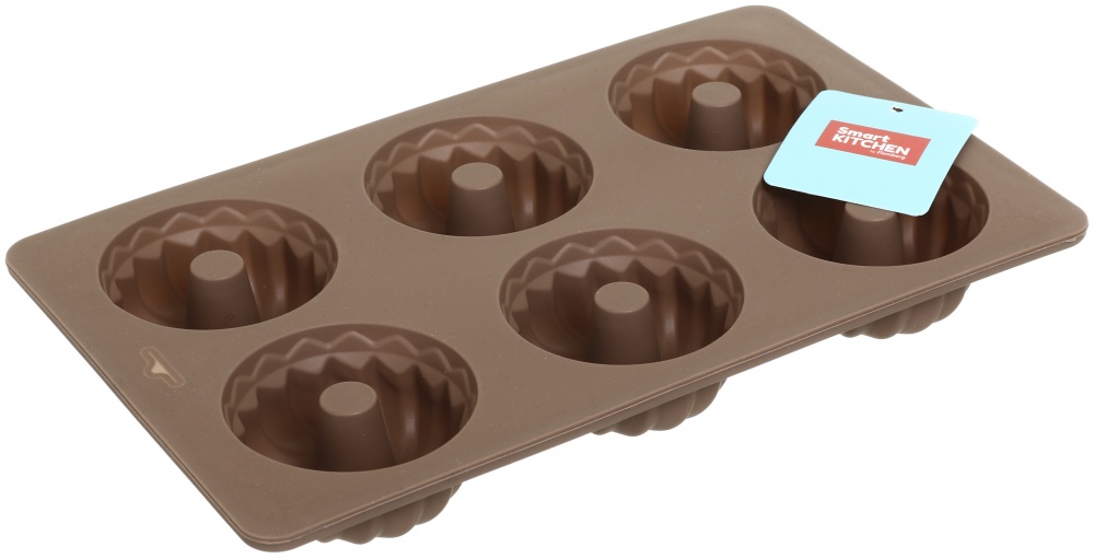 Форма для кексов Smart Kitchen by Flamberg с втулкой на 6 шт Peach&Brown series 27х16,3х3 см коричневый
