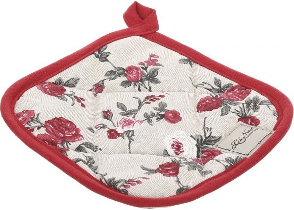 Прихватка Винтаж розы/горошек 20x20 см бежевый с красным La Nuit 