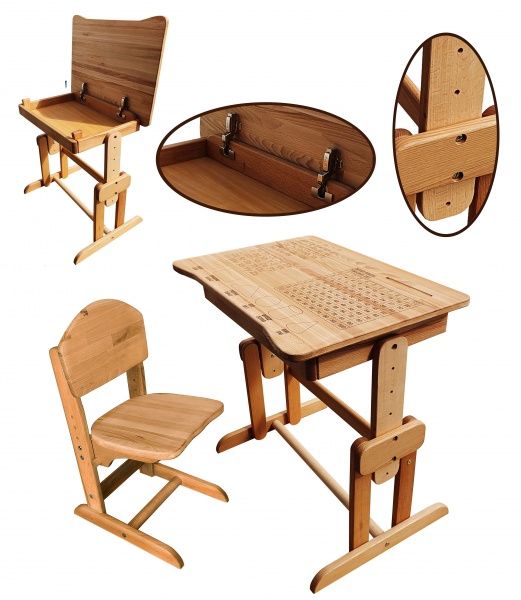 Комплект стол и стул ArinWOOD Совенок Upgrade бук 04-031