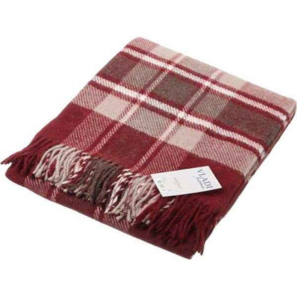 Плед вовняний 140x210 см коричневий у клітинку Vladi 