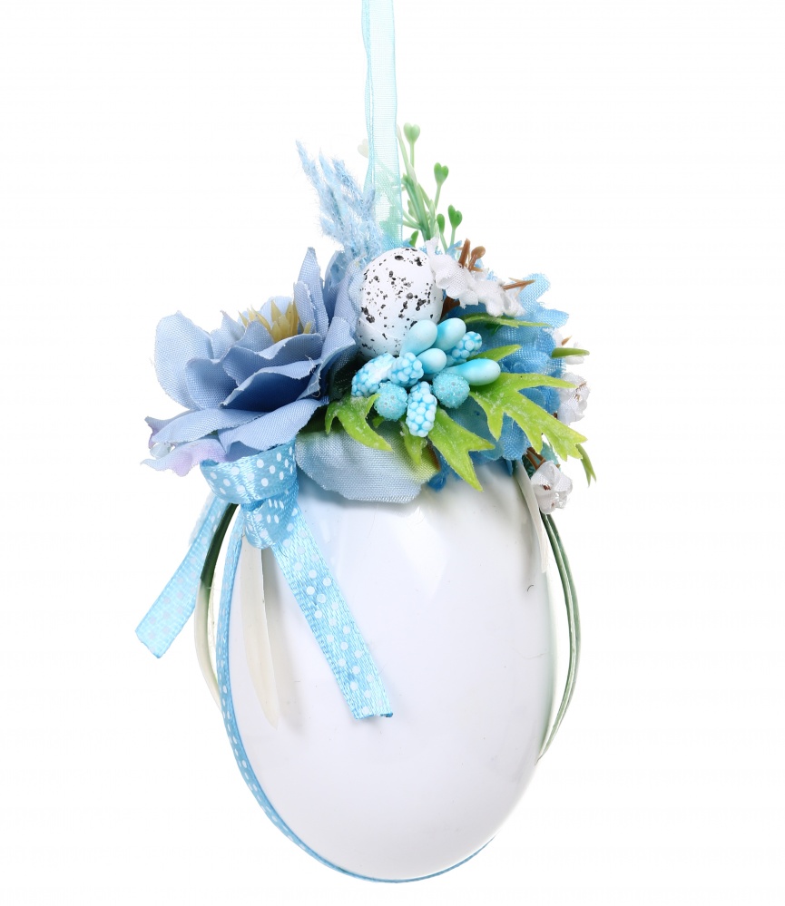 Декорация пасхальная яйцо с цветами в ассортименте 10 см
