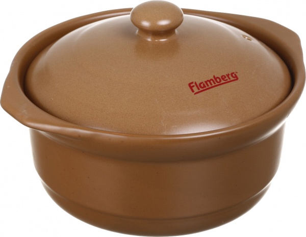 Кастрюля керамическая 2,4 л коричневая жаростойка Flamberg