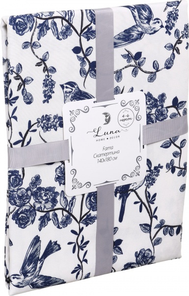 Скатерть Fama 140x180 см белый с синим Luna 