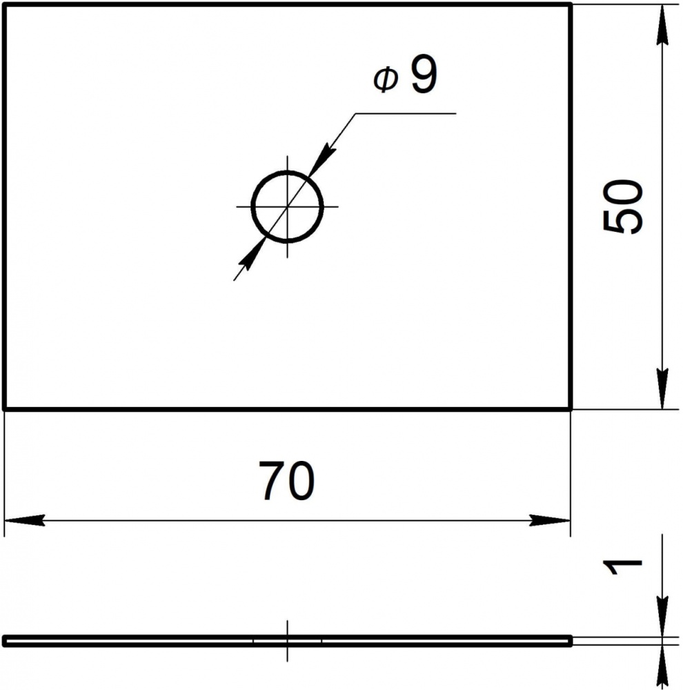 Пластина монтажная подкладная 70х50х1 мм А2
