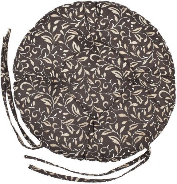 Подушка на стілець кругла стьобана 36х36х5 коричнева