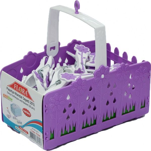 Прищіпки пластик з кошиком для делікатних речей в асортименті 20 шт. Flora