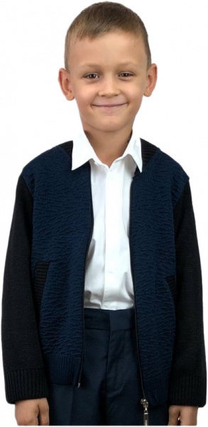 Бомбер для мальчика ART KNIT р.140 синий 