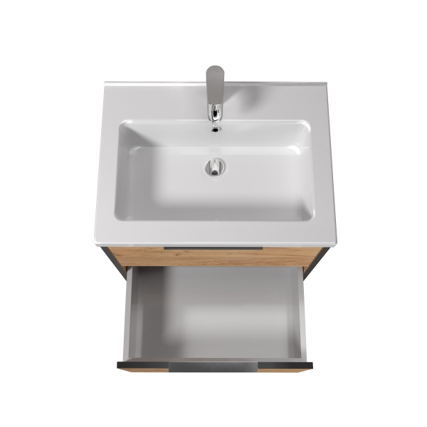 Тумба подвесная Мойдодыр Line Craft 60-А с умывальником Rodeo 60