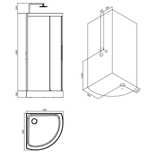 Душова кабіна AM.PM Like 90x90 (W80C-016-090MTA)