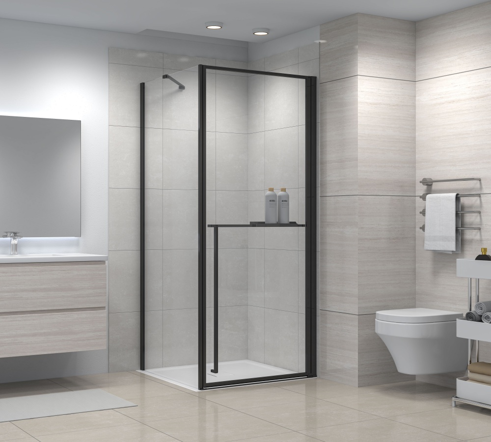 Душевое ограждение EGO квадратное PURE BLACK 90х90х195 см