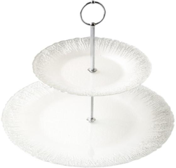 Фруктовница двухъярусная Dekor Cam Flash 32,5/21,5 см белый